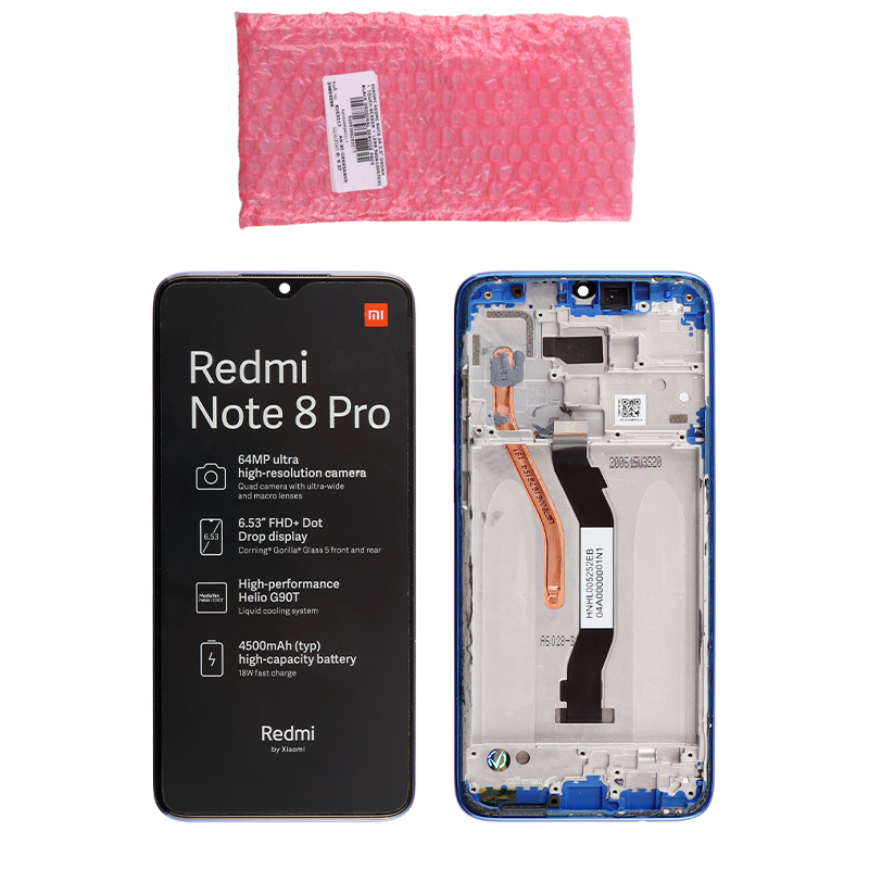 XIAOMI REDMI NOTE 8 PRO ΟΘΟΝΗ + TOUCH SCREEN + LENS + FRAME 56000G00G700 BLUE ORIGINAL SERVICE PACK