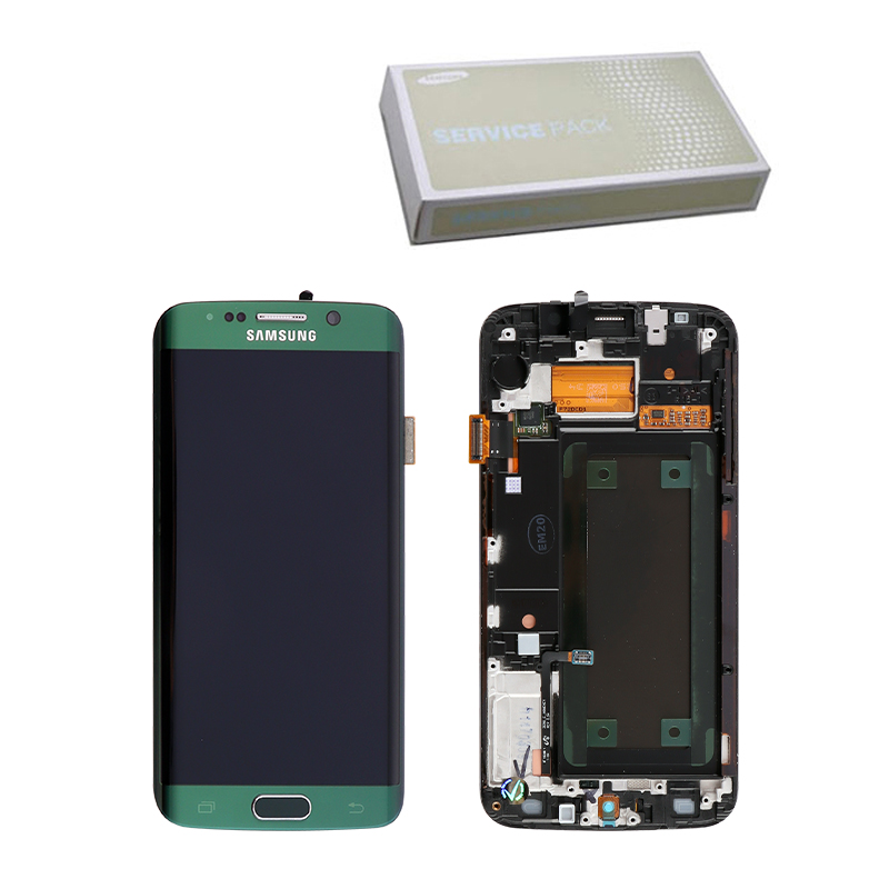 SAMSUNG S6 EDGE G925F ΟΘΟΝΗ AMOLED +TOUCH SCREEN+LENS+ FRAME GH97-17162E GREEN ORIGINAL SERVICE PACK