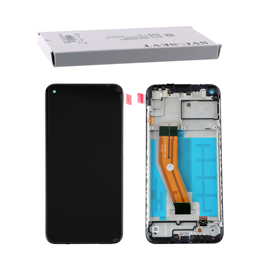 SAMSUNG A11 A115 ΟΘΟΝΗ PLS +TOUCH SCREEN + LENS + FRAME GH81-18760A BLACK ORIGINAL SERVICE PACK