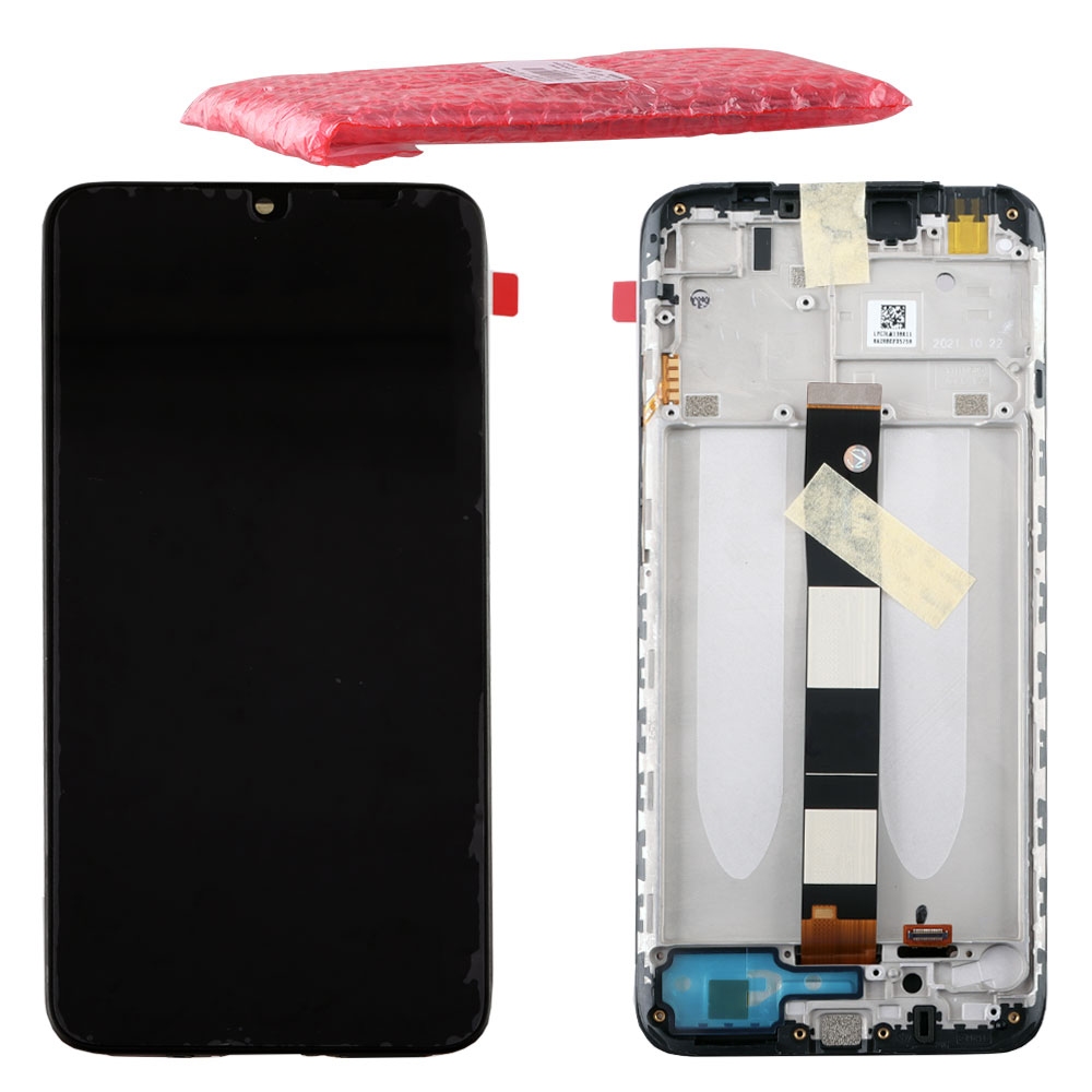 XIAOMI REDMI 9AT ΟΘΟΝΗ IPS + TOUCH SCREEN + LENS + FRAME 560001C3LV00 BLACK ORIGINAL SERVICE PACK