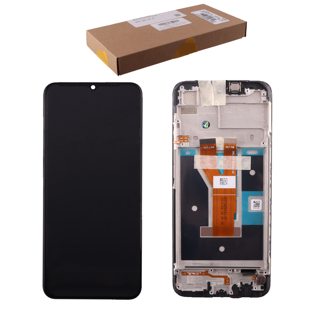 REALME C11 2021 ΟΘΟΝΗ IPS + TOUCH SCREEN + LENS + FRAME 4907881 BLACK ORIGINAL SERVICE PACK