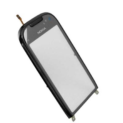 NOKIA C7 TOUCH SCREEN + LENS + FRONT COVER SILVER 3P OR