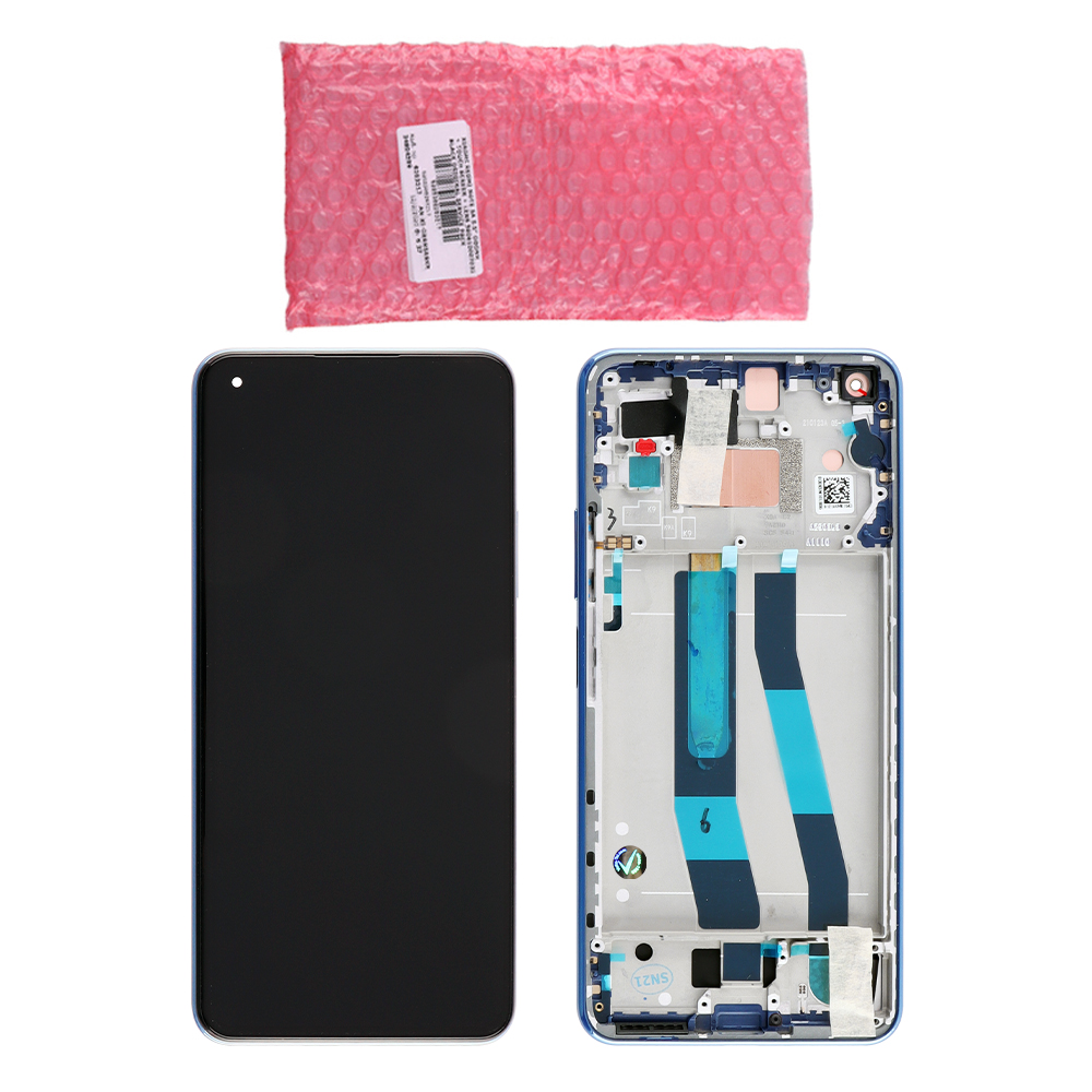 XIAOMI MI 11 LITE 5G/MI 11 LITE 4G/11 LITE 5G NE ΟΘΟΝΗ + TOUCH SCREEN + LENS + FRAME 56000C0K9A00 BLUE ORIGINAL SERVICE PACK