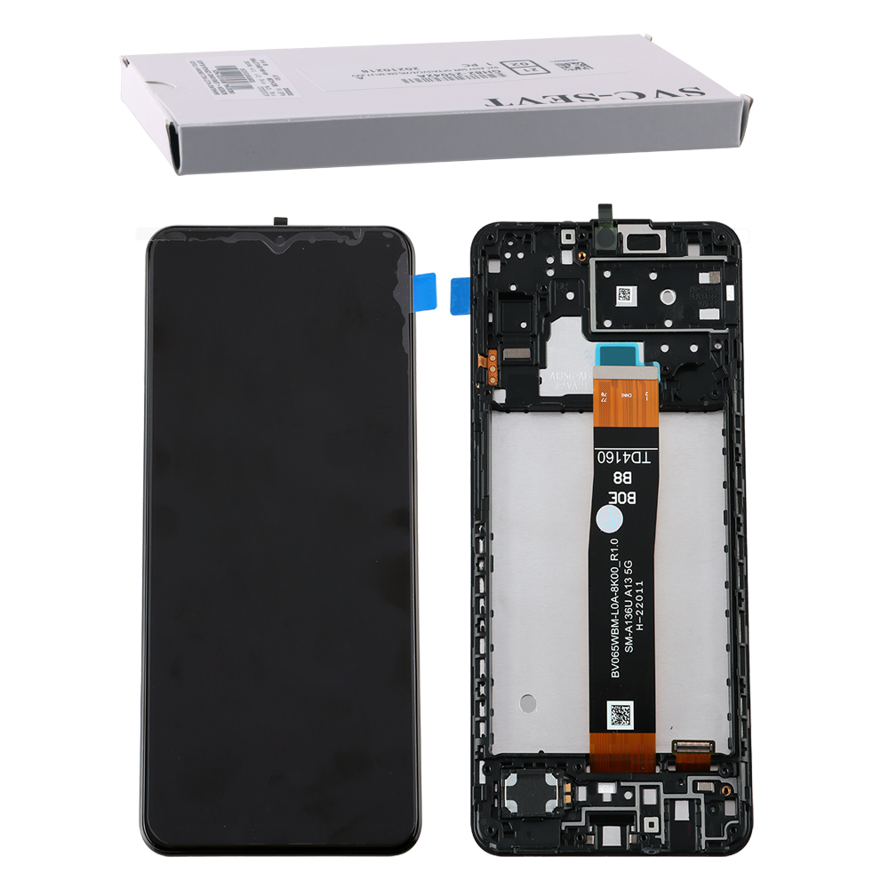 SAMSUNG A13 5G A136 ΟΘΟΝΗ PLS + TOUCH SCREEN + LENS + FRAME GH82-29078A BLACK ORIGINAL SERVICE PACK