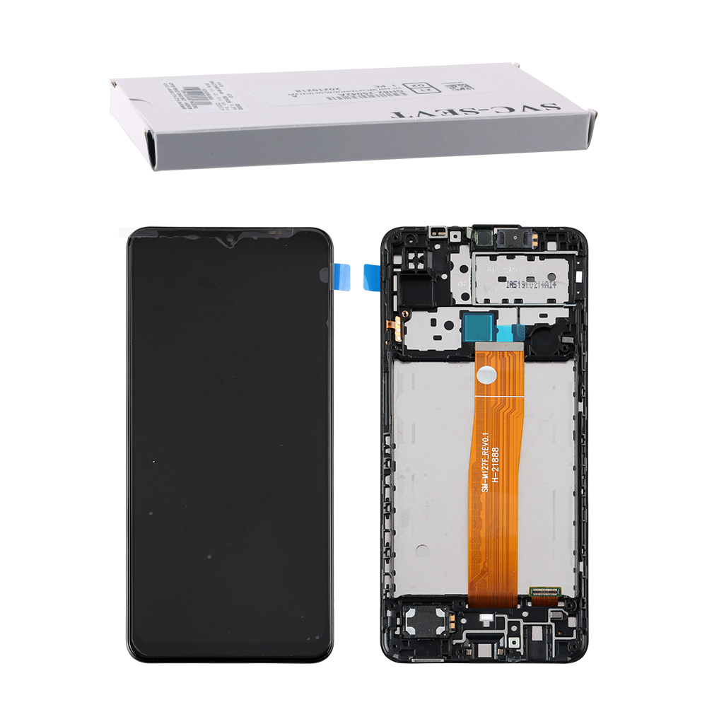 SAMSUNG M12 M127 ΟΘΟΝΗ PLS +TOUCH SCREEN + LENS + FRAME GH82-25043A BLACK ORIGINAL SERVICE PACK