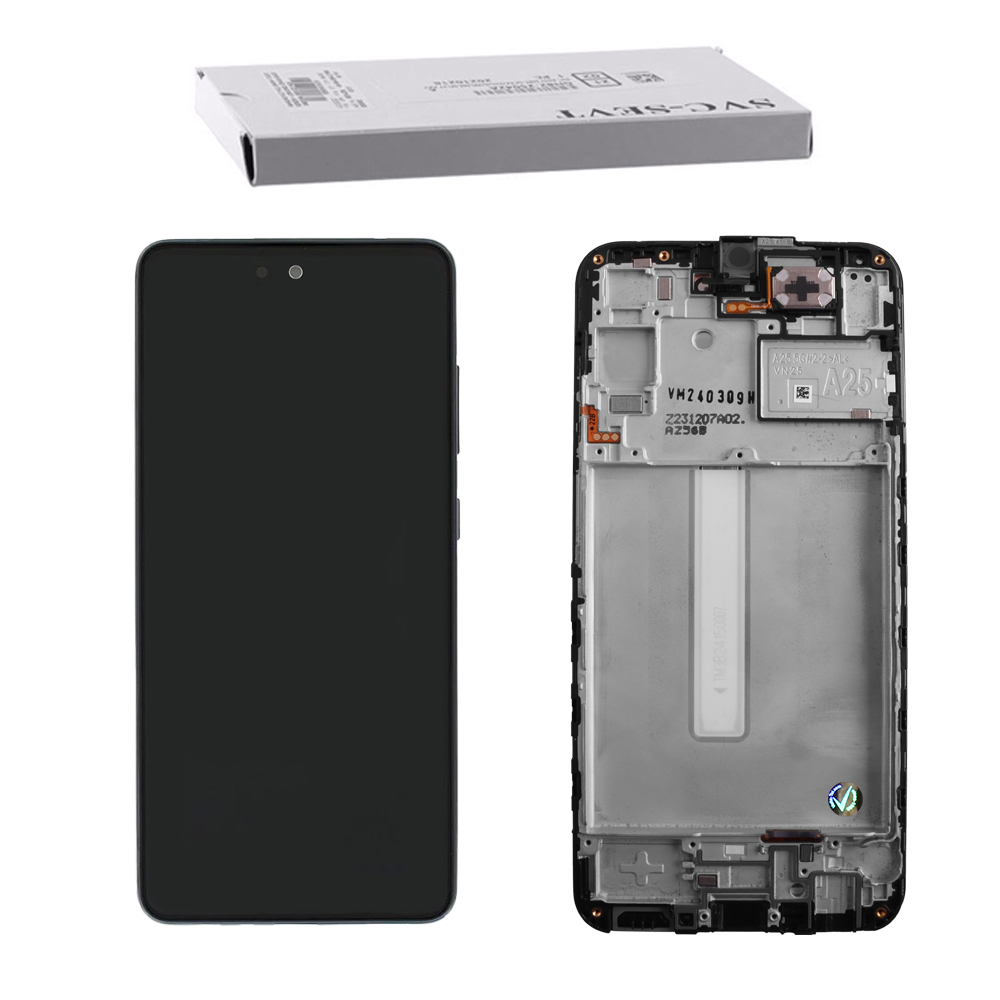 SAMSUNG A25 5G A256 ΟΘΟΝΗ AMOLED +TOUCH SCREEN + LENS + FRAME GH82-33215A BLACK ORIGINAL SERVICE PACK
