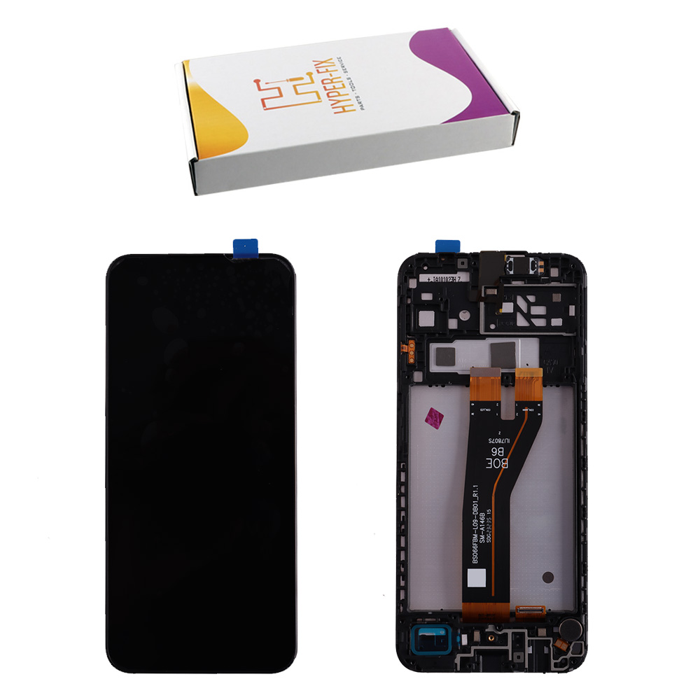SAMSUNG A14 5G A146B (EURO VERSION) ΟΘΟΝΗ PLS + TOUCH SCREEN + LENS + FRAME HF-GH81-23640A BLACK HYPER-FIX SERVICE PACK