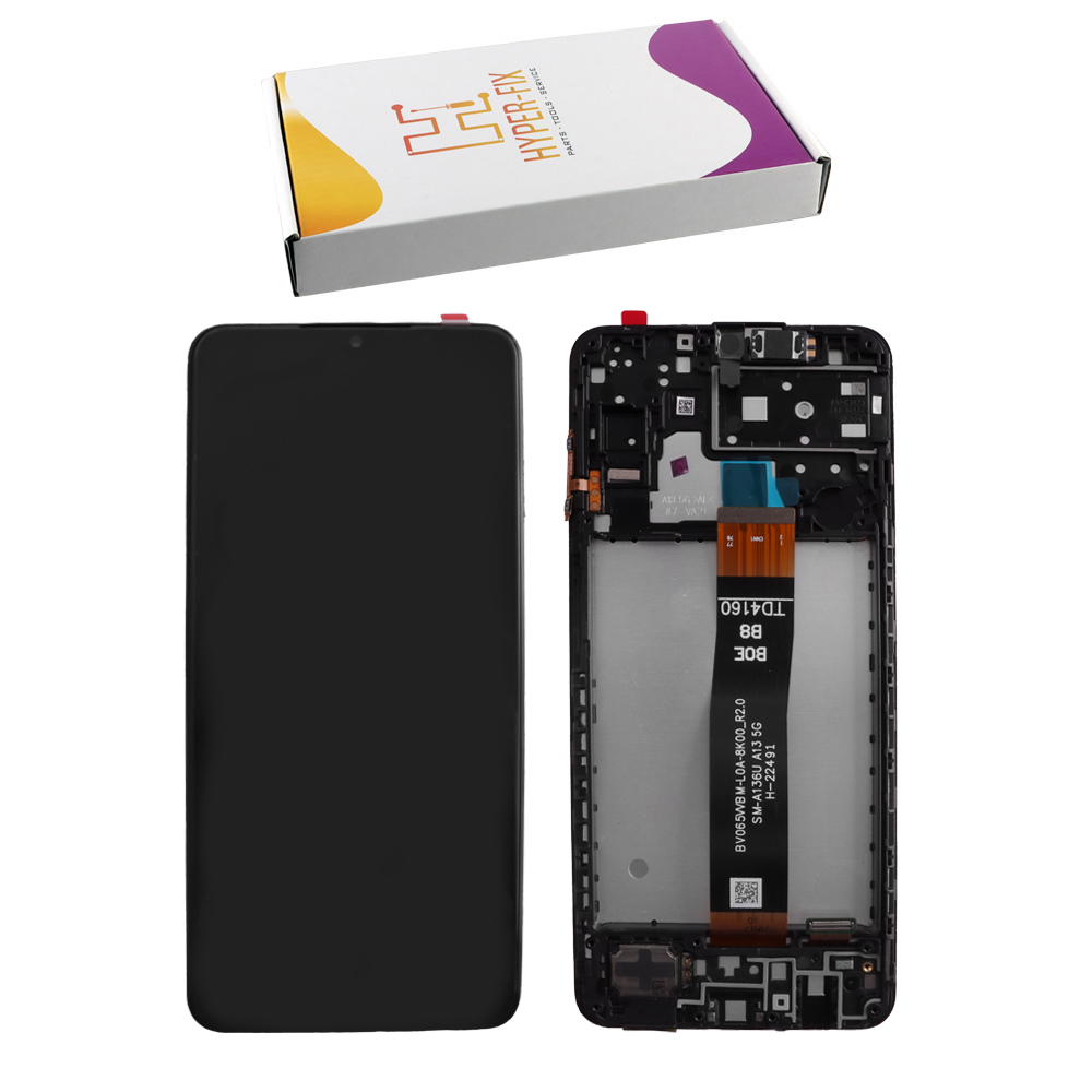 SAMSUNG A13 5G A136 ΟΘΟΝΗ PLS + TOUCH SCREEN + LENS + FRAME HF-GH82-29077A BLACK HYPER-FIX SERVICE PACK