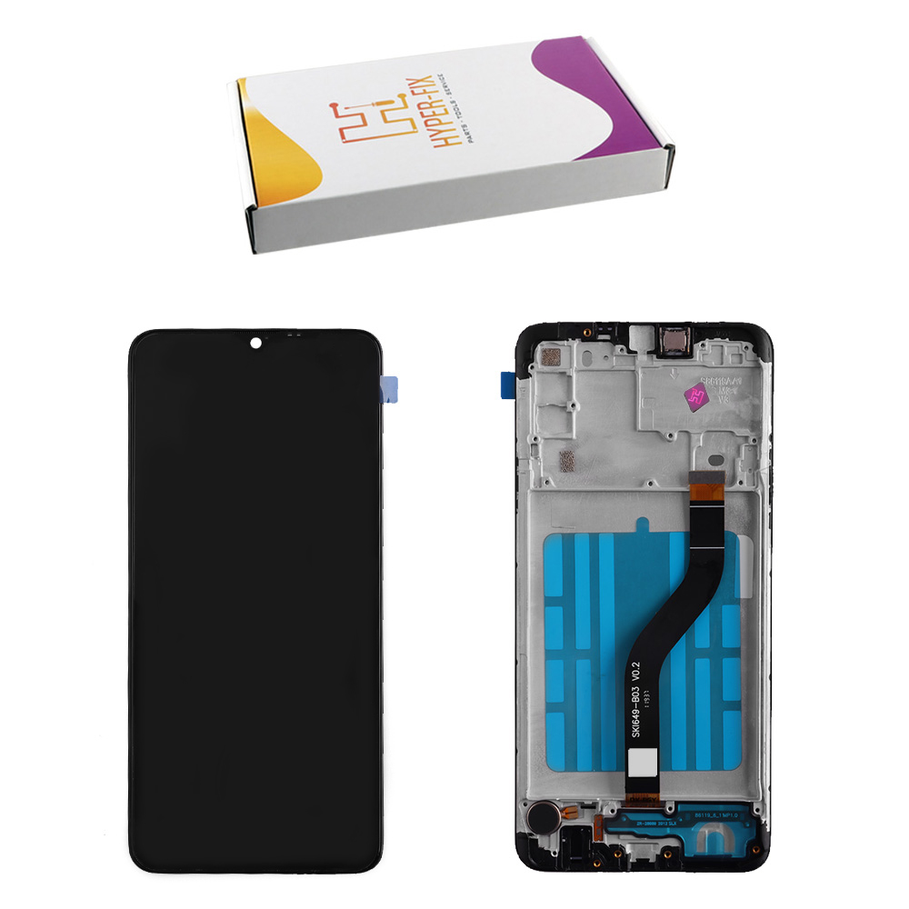 SAMSUNG A20s A207 ΟΘΟΝΗ+TOUCH SCREEN + LENS + FRAME HF-GH81-17774A BLACK HYPER-FIX SERVICE PACK
