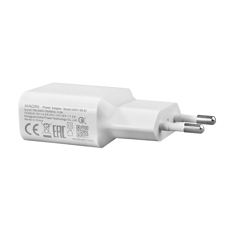 TRAVEL XIAOMI MDY-08-EI FAST USB 5V 2.5A / 9V 2A / 12V 1.5A 18W FAST CHARGE WHITE BULK OR