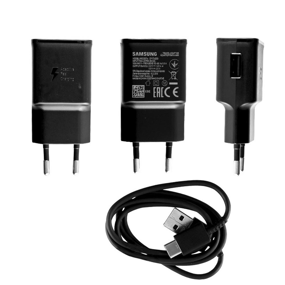 TRAVEL SAMSUNG EP-TA200 USB-A 5V 2A/9V 1,67A 15W + DATA EP-DR140ABE USB-C BLACK BULK OR