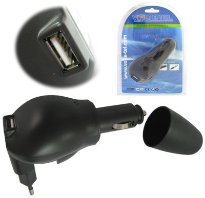 VOLTE-TEL USB DUO TRAVEL- ΦΟΡΤΙΣΤΗΣ ΑΥΤΟΚΙΝΗΤΟΥ 1000mA BLACK