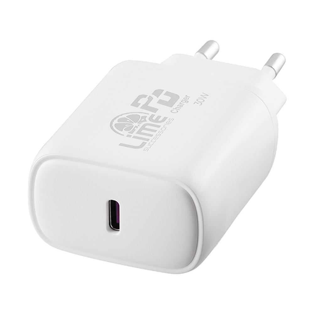 LIME USB-C PD 3.0 SUPER FAST TRAVEL QC 3.0 LTC30W 5V 4.0A /9V 3.4A/12V 2.5A 30W WHITE