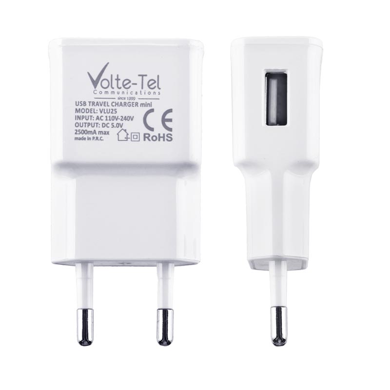 VOLTE-TEL USB TRAVEL CHARGER mini VLU25 2.5A 12.5W WHITE