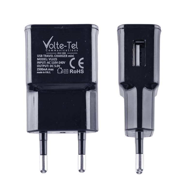VOLTE-TEL USB TRAVEL CHARGER mini VLU25 2.5A 12.5W BLACK