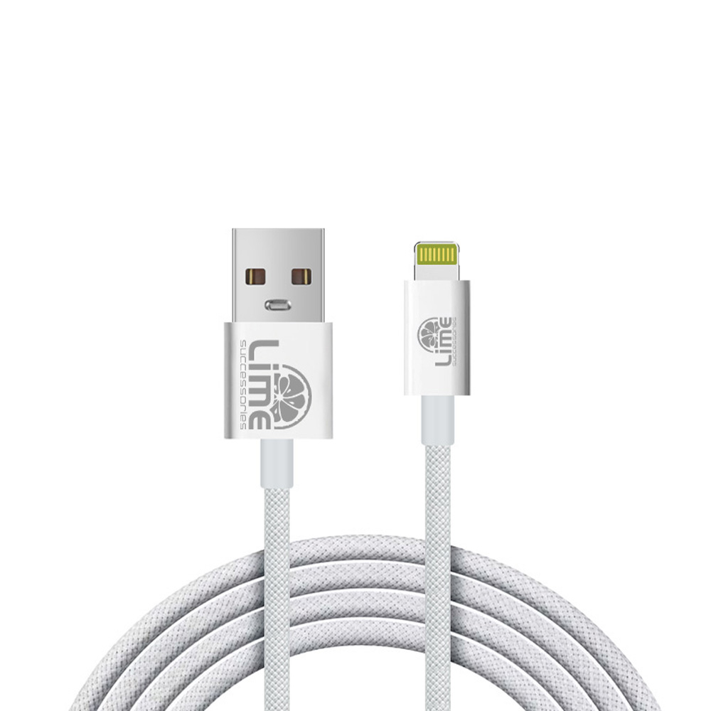 LIME LIGHTNING TO USB 3A ΦΟΡΤΙΣΗΣ-DATA DURABLE BRAIDED 1m LBUL01 WHITE