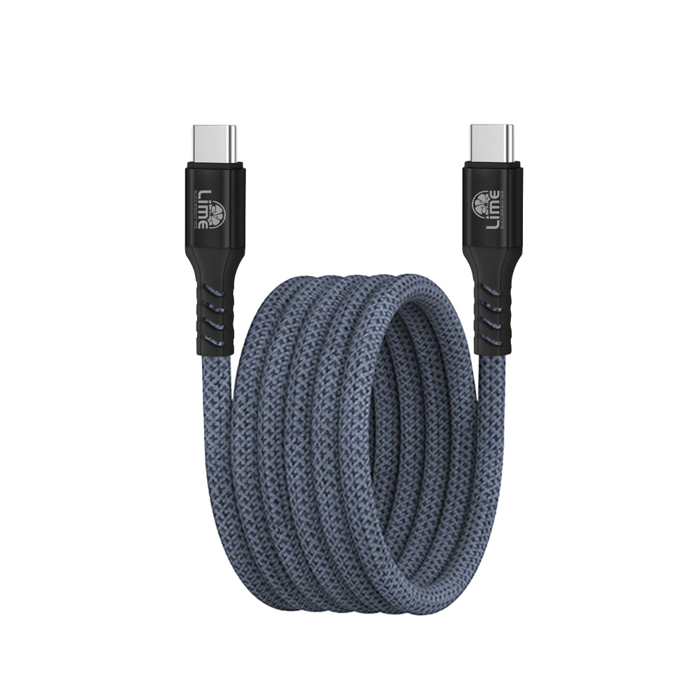 LIME USB-C TYPE C TO USB-C TYPE C 6A ΦΟΡΤΙΣΗΣ-DATA DURABLE MAGNETIC BRAIDED 1.2m LBMCC04 120W GREY