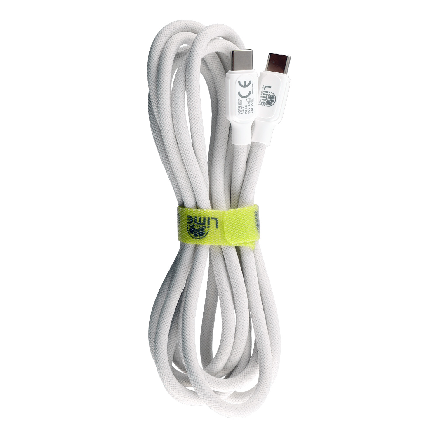 LIME USB-C TO USB-C 6A ΦΟΡΤΙΣΗΣ-DATA DURABLE BRAIDED ICE CABLE 1m LBCC03 240W LOW TEMPERATURE WHITE