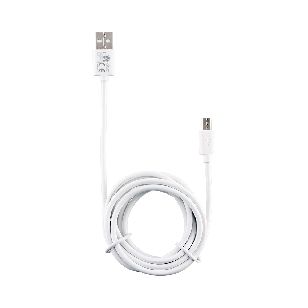 LIME MICRO USB DEVICES LONG USB-A 2.4A ΦΟΡΤΙΣΗΣ-DATA 2m LUM02 WHITE
