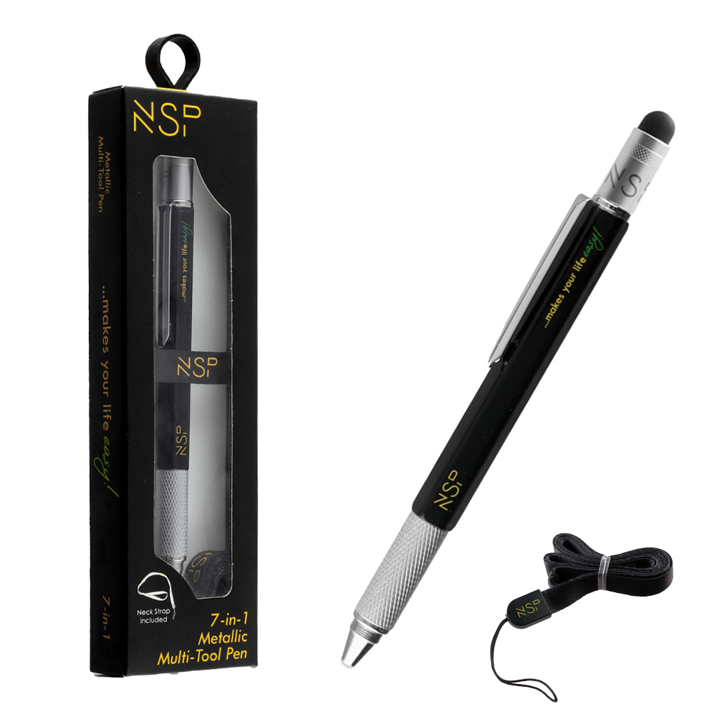 NSP ΣΤΥΛΟ 7 IN 1 METALLIC MULTI-TOOL PEN BLACK