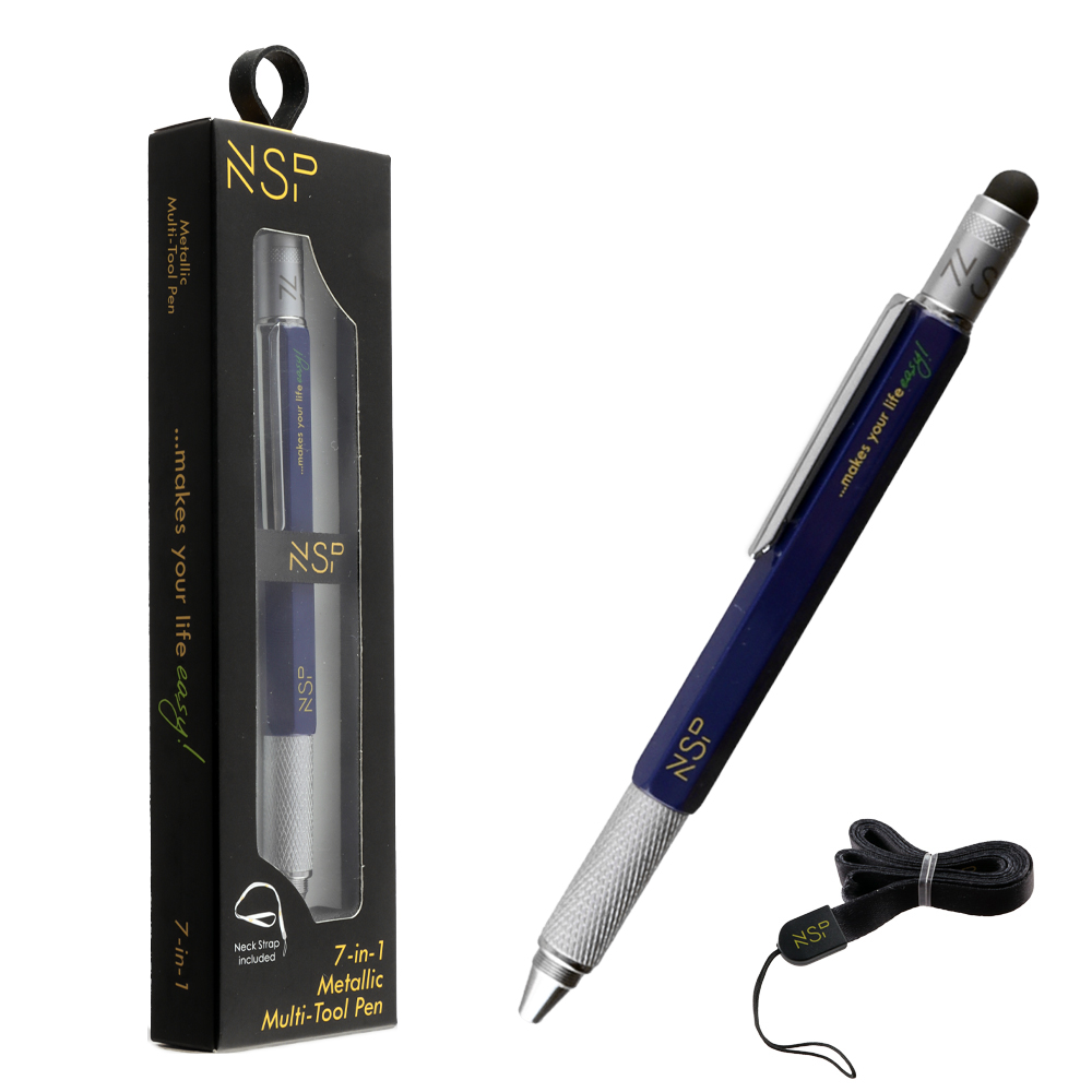 NSP ΣΤΥΛΟ 7 IN 1 METALLIC MULTI-TOOL PEN BLUE